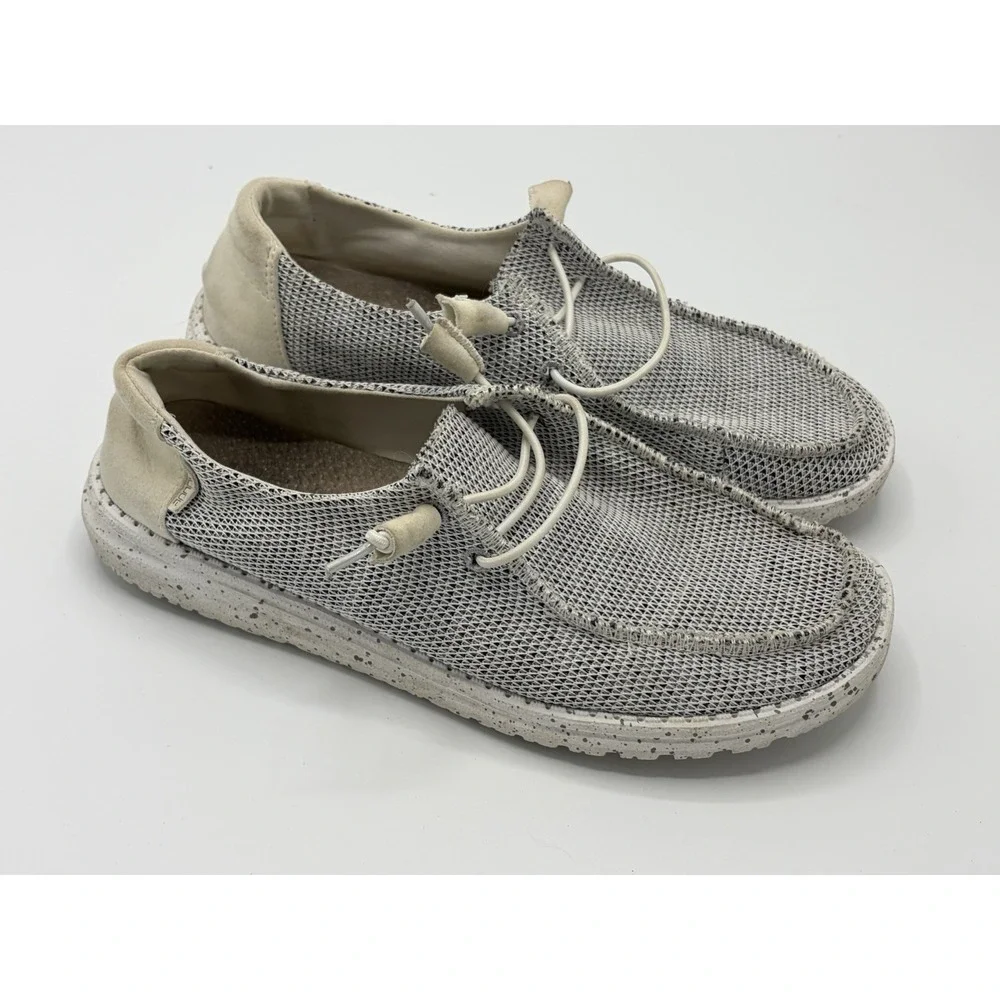 Hey Dude Wendy Shoes Womens Size 9 Gray Sox Stone White Slip On Comfort Casual